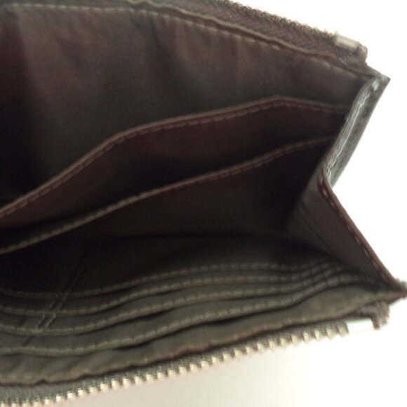 COACH brown patent Leather zip top clutch wallet purse LOGO  7.5" x 4.5" - Picture 7 of 8